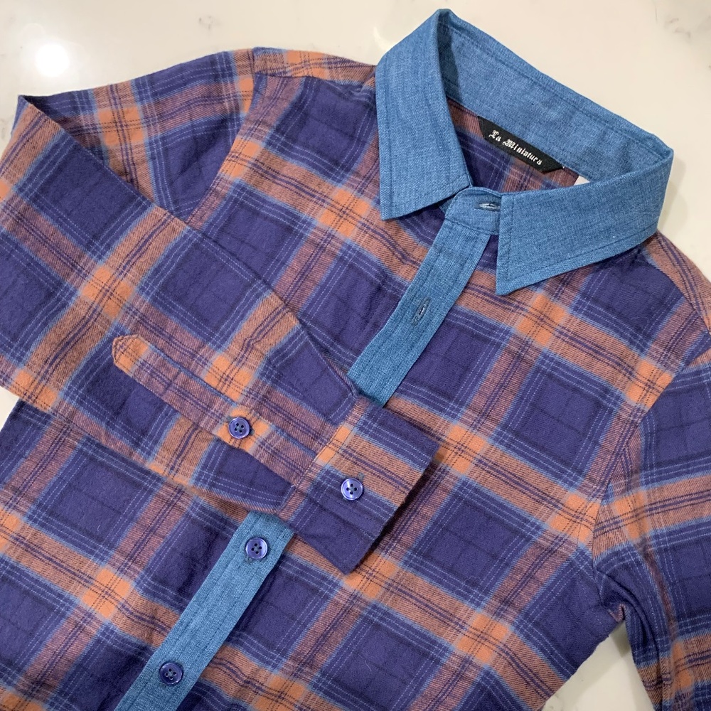 La Miniature Button Down Shirt Size 6 Plaid